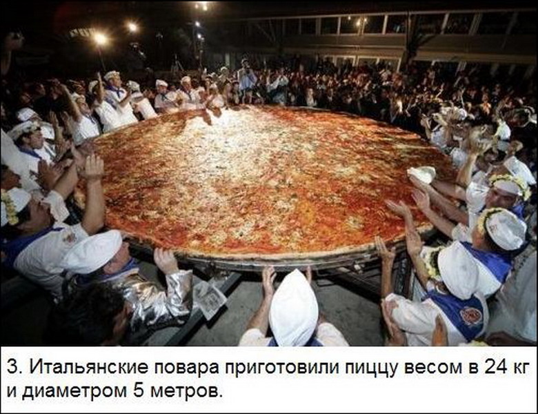 Самая большая пицца в мире весит
