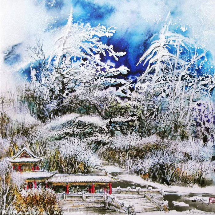 Зимняя сказка в китайских акварелях